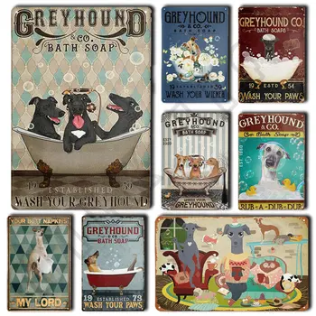 Greyhound Psa Kovov Cín Prihlásiť Vintage Prihláste sa pre kúpeľňa Pet Shop Wc kaviareň Klub, Pub Stenu Decor 12 X 8 Cm