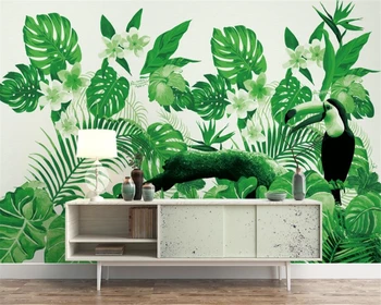 beibehang Vlastné hodvábnej látky 3d tapeta nástenná maľba tropických rastlín papagáj pozadí na stenu, tapety na steny, 3 d abstraktných de parede 3d