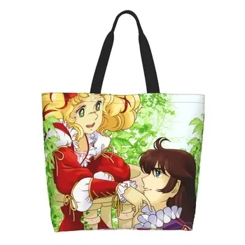 Candy Candy Nakupovanie Taška Zábavné Vytlačené Plátno Shopper Ramenný Tote Tašky Veľkú Kapacitu Odolné Anime, Manga Dievča Kabelka