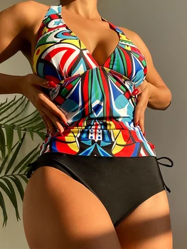 Bikini Žien, Vysoký Pás Plavky 2023 Nové Sexy Tlač s uväzovaním za Backless Bikiny Nastaviť Brazílske Plavky na Kúpanie Plávať Obleky Lete XL
