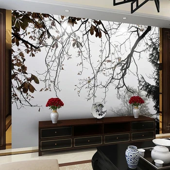 Vlastné 3D nástennú maľbu, Tapety Čínsky Štýl Abstrakt Pobočky Fresco Obývacia Izba Gauč Pozadí Steny Home Decor Art Abstraktných De Parede