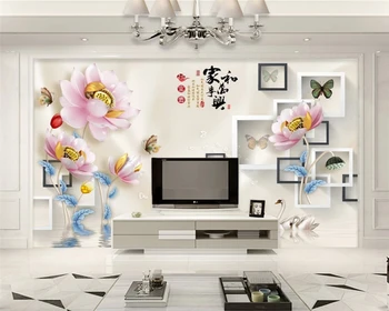beibehang Prispôsobené životnému prostrediu moderné tapety 3D plastický lotus, TV joj, abstraktných de parede 3d papier peint