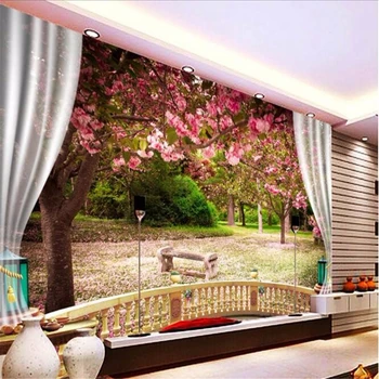 beibehang vlastné nástenné balkón lesné kvety patrí maľovanie foto nástennú maľbu, tapety na steny, 3 d abstraktných de parede para sala estar