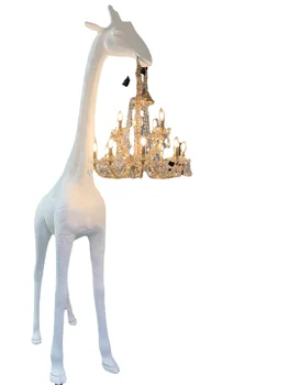 HXL Žirafa Poschodí Čítanie Tvorivé FRP High-End Dekorácie Veľké plastiky vytvorené Ozdoby