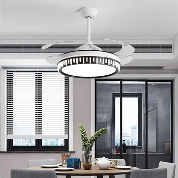 Moderný minimalistický reštaurácia neviditeľné ventilátor lampa obývacia izba domov frekvenčný konverzie stlmiť reštaurácia fanúšik luster