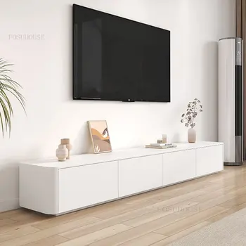 Moderný Minimalistický Drevené TV Kabinet pre Nábytok do Obývacej Izby Nordic Malý Apartmán Poschodie TV Stojany pre Domácnosť a Skrinky na odkladanie vecí