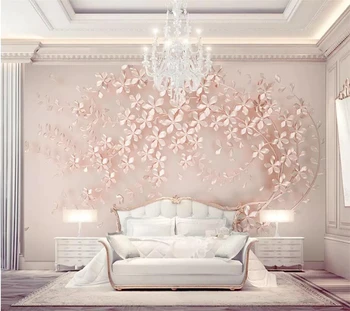 wellyu Vlastnú tapetu 3d nástenná maľba nové ružové zlato kvet luxusný elegantný 3d stereo обои pozadí steny abstraktných de parede tapety