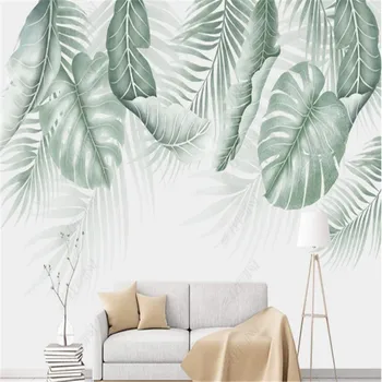 Nordic Malé Čerstvé Tropické Rastliny Tapety Obývacia Izba Tv Pozadí Steny Papiere Domova 3d nástenná maľba Spálňa Tapety