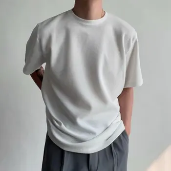 V lete roku 2023 Nové Príležitostné Non-kapucňou Kolo Golier, Krátky Rukáv Biele Kockované T-shirt pánske kórejský Trend Plus Veľkosť T-shirt