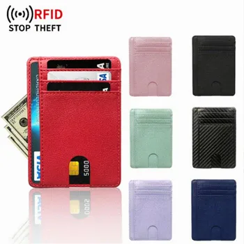 Slim RFID Blokovanie Kožené Peňaženky, Kreditné ID Kartu, Držiak na Kabelku Peniaze Prípade pre Mužov, Ženy Módna Taška Vrecku Kryt 8 Slot