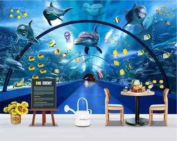 beibehang Vlastnú tapetu módy nové 3d podmorského sveta dolphin veľryba pozadí obývacia izba, dekoratívne maľby, tapety