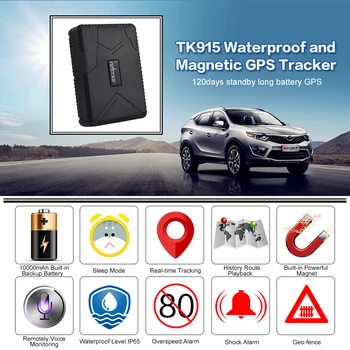Najnovšie TKSTAR Auto Vozidlo nákladné auto GPS Tracker Locator TK915 Vodotesný Magnetický absorpcie anti-jeseň alarm 10000mAh batérie Zadarmo