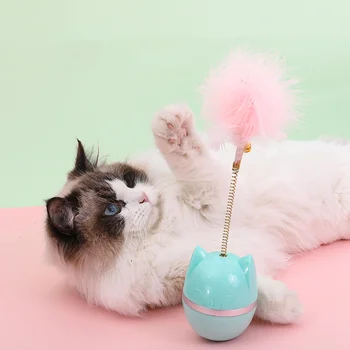 Tumbler Hračiek pre Mačky Mačiatko Interaktívne Naháňa Hračka Reálne Pierko Jar Cat Hračka s Bell Produkty Pet Mačka Príslušenstvo