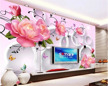 beibehang Rose módy klasické nádherná 3d tapeta motýľ odraz stereo TV pozadí steny abstraktných de parede stenu papier