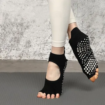 Silikónový protišmykový Pilates Ponožky Profesionálne Vysoko Kvalitnej Bavlny Jogy Ponožky Päť Prsty Backless Priedušná Tanec Športové Ponožky Sox