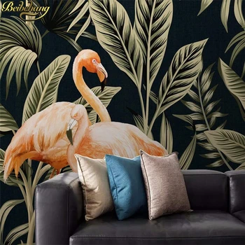 beibehang Vlastné Tropických rastlín flamingo tapety na steny, spálne pozadie fotografie nástenná maľba 3D stenu papier dekoratívne maľby