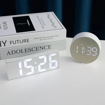 LED budík tichý študent s elektronickým hodinami smart zrkadlo digitálnej malé budík iny vietor stôl hodiny stolové hodiny