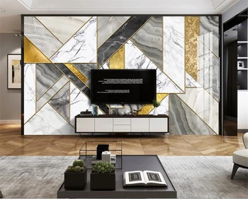 beibehang Vlastný moderný minimalistický geometrické mramorový vzor troch-dimenzionální golden line, TV joj, papier peint tapety
