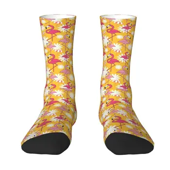 Vtipné Plameniakov A Kvety Ponožky Muži Ženy Teplé 3D Tlač Športy, Basketbal Ponožky