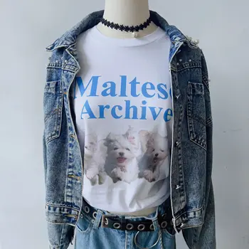 Maltess Archív Mačiatko Západnej Vintage Žena Tshirts Boho Country Hudby T Shirt Bachelorette Party T-shirts Roztomilý Estetické