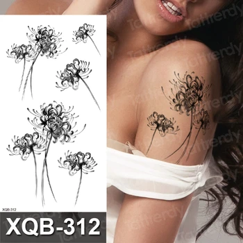dočasné tetovanie pivónia púpava daisy kvet ženy tetovanie sexy dievča rameno rameno rukáv tetovanie nálepky nepremokavé akvarel