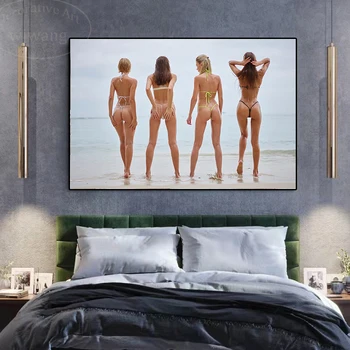 Supermodelky Bikini Sexy Dievča Plátno Plagáty a Tlačí na Steny Umelecké Dekorácie, Obrázky, Plátno, Maľovanie Moderné Spálne Domova