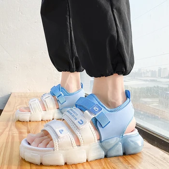 Sandále pánske Letné Duté Topánky kórejská Verzia Módne Športové Trend Popcorn Zvýšiť Temperament pánske Topánky Biele Topánky