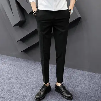 2023 Nové Mužov Oblek Nohavice Slim Straight Módne Kórejský Členok Dĺžka Bežné Pevné Nohavice Muž Obchodné Nôžky Nohavice H235