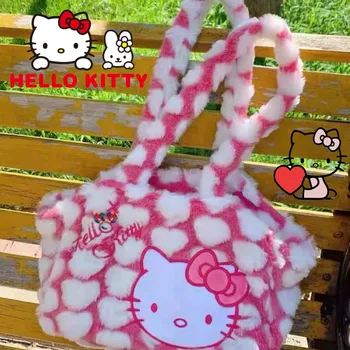 Kawaii Hello Kitty Plyšové Rameno, Kabelka Y2K Messenger Taška dámskej Módy Anime Tote Bag Cartoon Skladovanie Taška Detí Darček