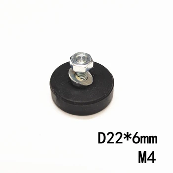 D22*6mm / M4 Gumy Potiahnuté Magnet Magnetické Základne Vonkajší Závit Upevnenie na Stenu Držiak Na Lodi LED Svetlo Auto Bar