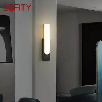 SOFITY Interiéru Mosadz Sconce Osvetlenie LED, 3 Farby Čiernej Medi Nástenné Svietidlo Jednoduché Art Decor pre Dom Obývacia Izba