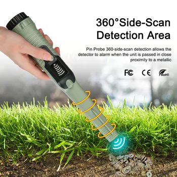 Detektor Kovov Pinpointer Plne Vodotesný Ručné Pin Ukazovateľ Prútik Vysokú Presnosť Profesionálne Ručné Hľadať Poklad Lokalite Pinpoint