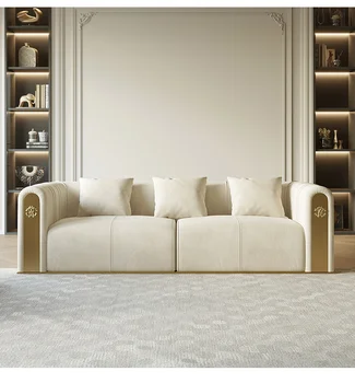 Taliansky straight-line textílie gauč, obývacia izba, taliansky minimalistický a luxusné technológie matný zamatový pohovka pre troch alebo foc