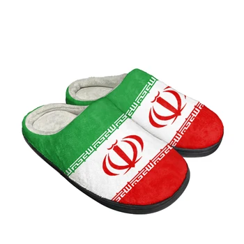 Iránsky Vlajka Domov Bavlna Vlastné Papuče, Pánske Dámske Sandále Irán Plyšové Spálňa Bežné Udržať Teplé Topánky Tepelnej Črievičku