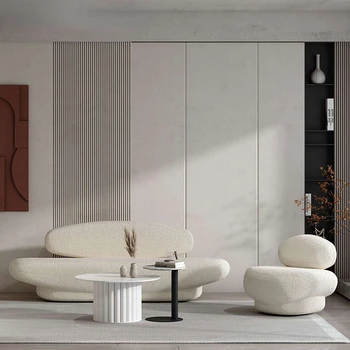 Nordic biele moderné jednoduchého luxusu office salón krásy príjem izba baránok flannelette umenie gauč