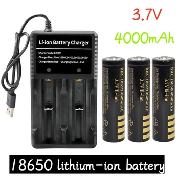 2023Original 18650 Lítium-iónová nabíjateľná batéria 4000mAh 3,7 V, LED blesk, batéria+USB nabíjačka