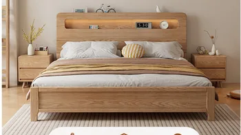 Nordic masívneho dreva posteľ moderný jednoduchý 1.8 m dvojité svadobné lôžko izba Japonský denník vietor posteľ s lampou 1,5 m.