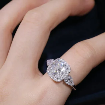 Luxusné Značky 925 Sterling Silver Prstene pre Ženy 2 Carat Diamantový Prsteň Módne Šperky Jemné Pásma Zapojenie Anel Box