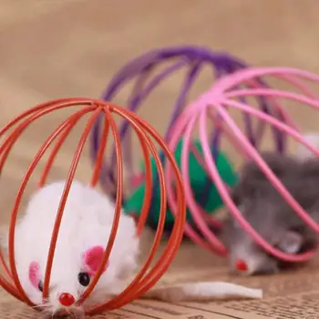 Hrá Chytiť Hračku Tvorivé Faux Myš Potkan v Klietke Loptu Pet Mačka Zábavný Darček Hrať