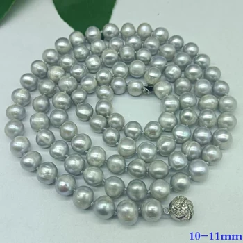Jemné Móda 10-11 mm Sivá Sladkovodných Kultivovaných Perlový Náhrdelník 42 Palcov Boutique Dámske Šperky Darček