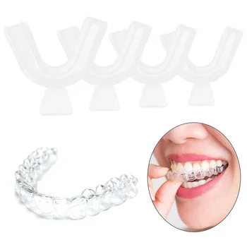 4pcs Silikónové Noc Úst Stráže na Zuby Zvieranie Brúsenie Zubné Skus Spánku Pomoc Bielenie Zubov v Ústach Zásobník
