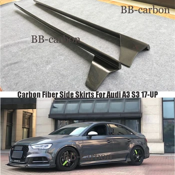 Pre Audi A3, S3 S-Line RZ Styling Reálne Uhlíkových Vlákien / FRP Nevyfarbené karosériu Auta Strane Sukne 17-UP