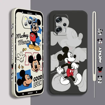 Mickey Cartoon Art Roztomilý Pre Xiao POCO X5 M5 C40 M4 X4 F4 C40 X3 NFC F3 GT M4 M3 M2 Pro 4G 5G Kvapaliny Vľavo Lano Telefón puzdro