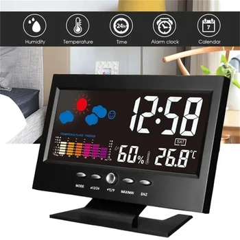 LCD Zadné Svetlo Vnútorné Meteo Stanica Budík Čas/Dátum/Týždeň,/Alarm/Temp/Vlhkosť/Počasie/Spánok Zobrazenie Home Decor