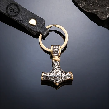 Severskí Runy Kotvy Keychain Mužov z Nehrdzavejúcej Ocele, Thors Hammer Prívesok PU Kožené Auto Taška Keyring Ručné Amulet Vikingovia Šperky