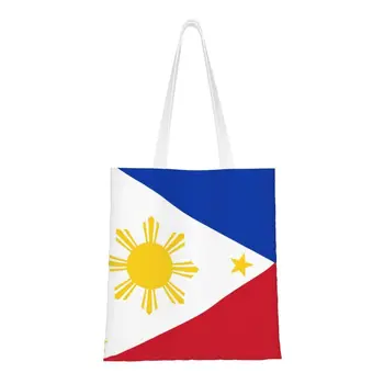 Vlastné Filipíny Vlajky, Plátno Nákupné Tašky Ženy Trvanlivý Obchod S Potravinami Shopper Tote Tašky