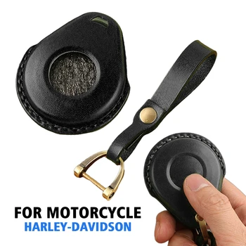 Auto Kľúč, Kryt Ručne Vyrábané Kožené Vintage Kľúč Pre Harley-Davidson Motocykel Prívesok Na Kožené Puzdro Držiteľ Fob Kryt Čierny