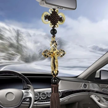 Nové Auto Prívesok Kovové Diamond Kríži Ježiš Kresťanské Náboženské Auto Spätné Zrkadlo Ozdoby Visí Auto Auto Styling Príslušenstvo