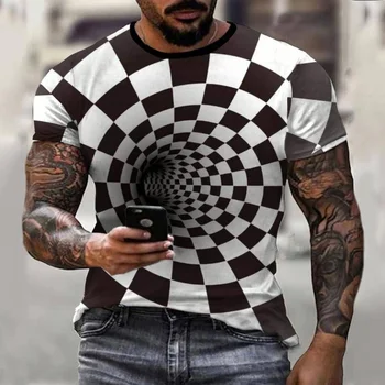 Vizuálny Vplyv Zábavné Vzor Print T Shirt Zábavné Mužov Lete Bežné Krátke Sleeve T košele Muž Harajuku Plus Veľkosť Topy Čaj