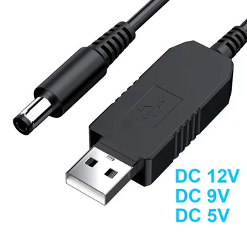 WiFi na Powerbank Kábel Konektor DC 5V na 12V Kábel USB Boost Converter Krok-up Kábel pre Wifi Router, Modem, Ventilátor 5.5*2.1 mm